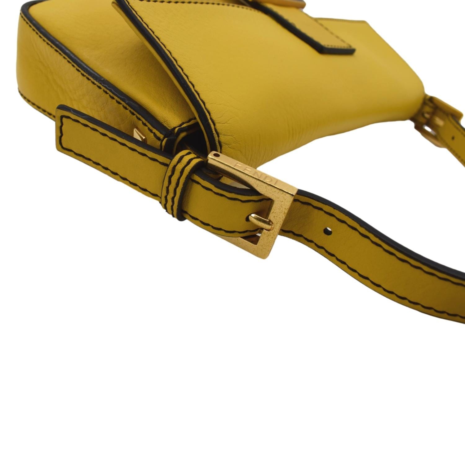 Baguette leather crossbody bag Fendi Yellow in Leather - 33963497