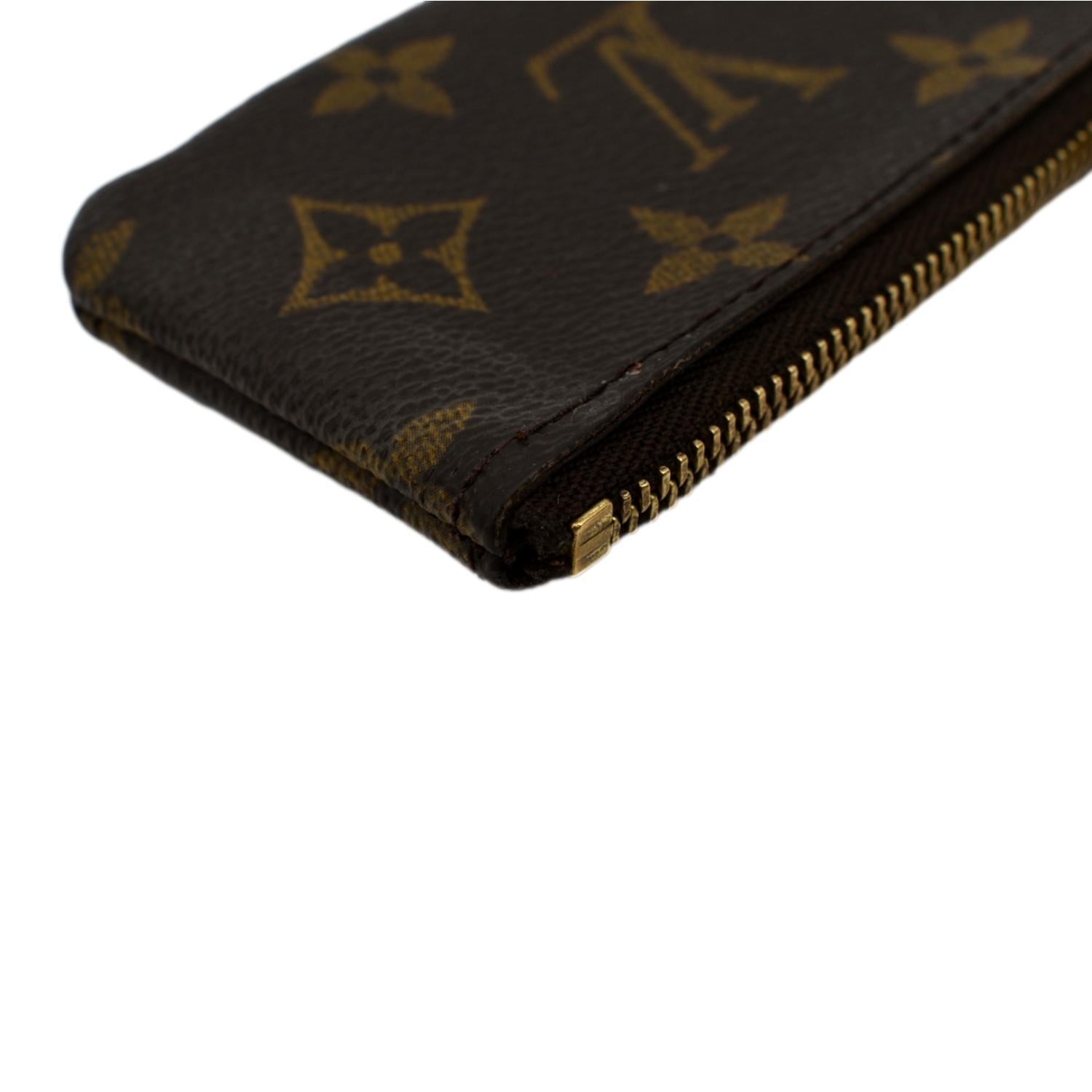LOUIS VUITTON Louis Vuitton Monogram Run Pochette Cle Coin Case Purse with  Key Hook Ebene Dark Brown M95230