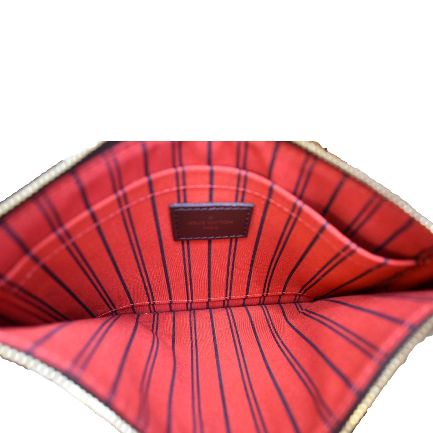 Louis Vuitton Damier Ebene Neverfull Pochette MM or GM Wristlet bag  386lvs527
