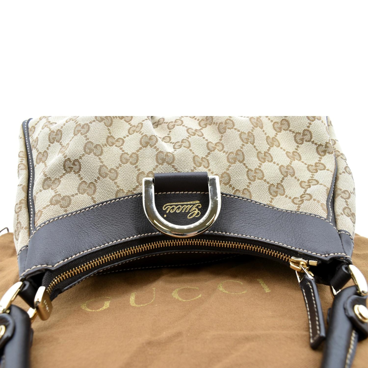 D-ring cloth handbag Gucci Brown in Cloth - 19570724