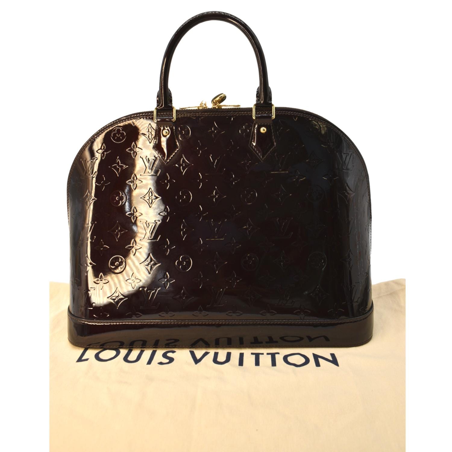 Sold at Auction: LOUIS VUITTON, LOUIS VUITTON Sac Alma GM 39 cm en cuir  vernis Monogram amarante