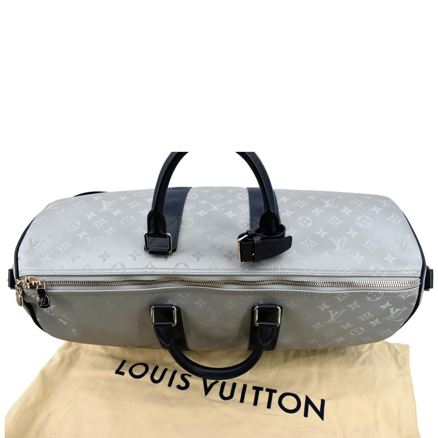 LOUIS VUITTON Satellite Keepall Bandouliere 50 Monogram Travel Bag Sil