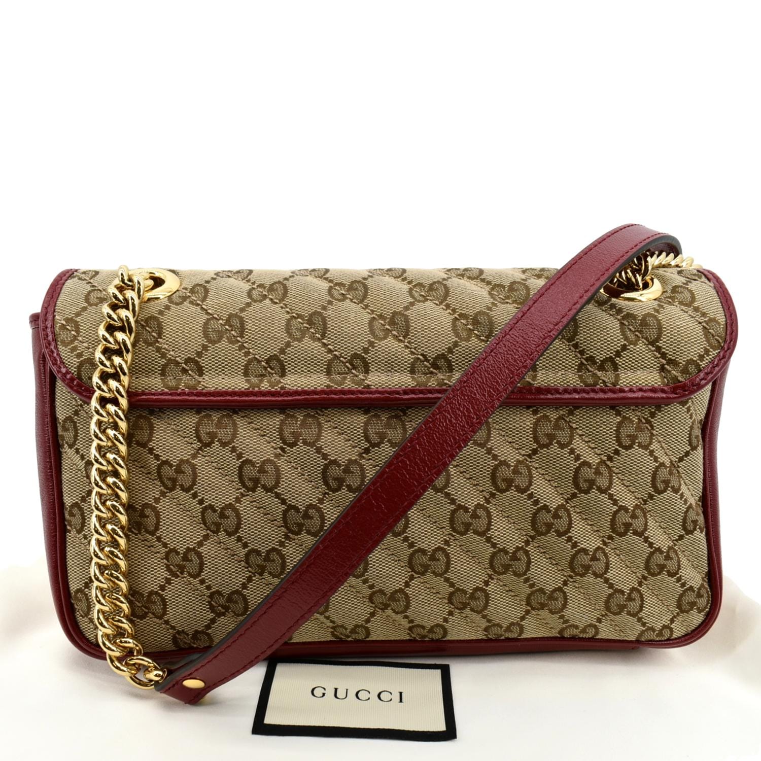 Gucci Red/Beige GG Canvas and Leather Small GG Marmont Top Handle