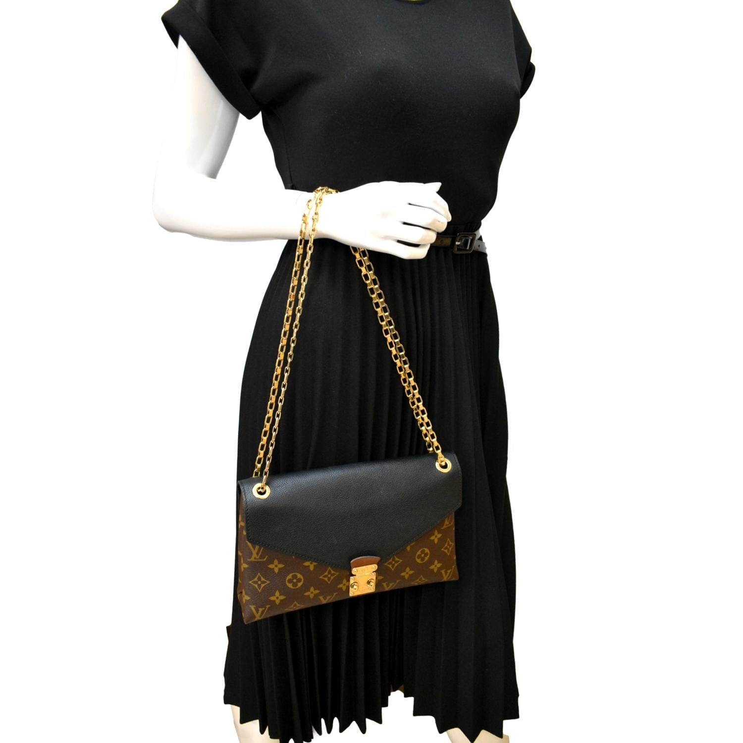 Louis Vuitton Noir Monogram Canvas And Leather Pallas Chain Bag at