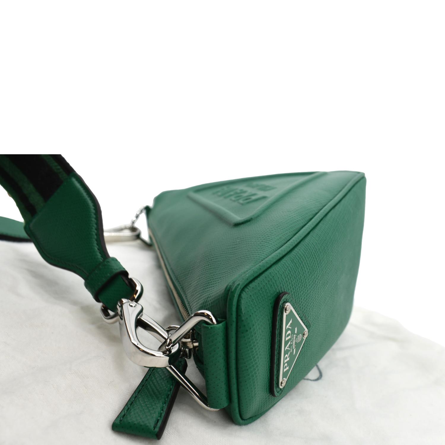 Prada Nylon Triangle Cosmetic Bag in Green