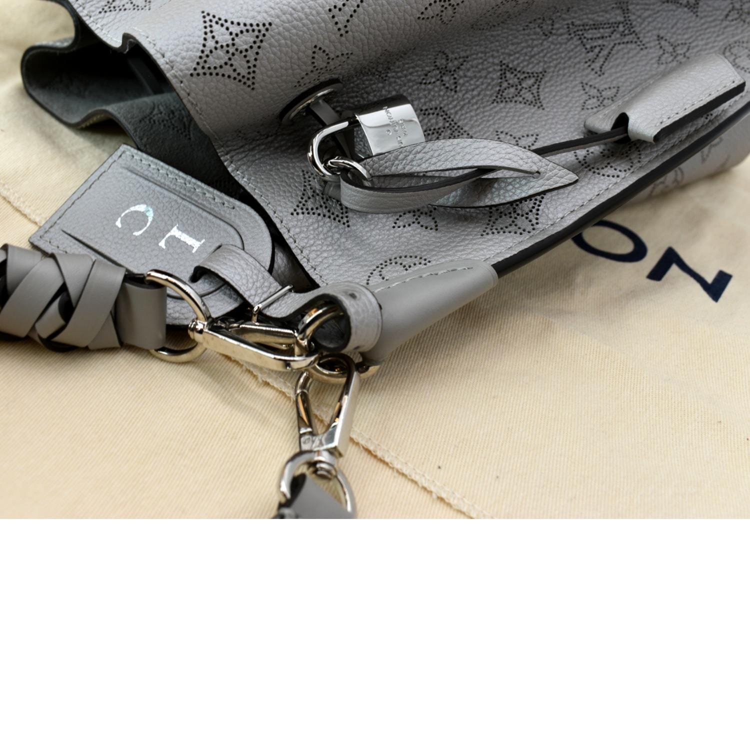 Louis Vuitton Light Grey Perforated Monogram Mahina Muria Silver