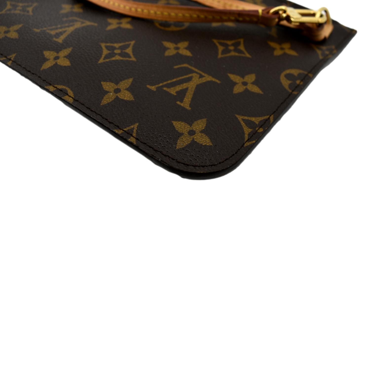 Louis Vuitton Neverfull Monogram Canvas Pochette Wristlet Pouch Brown