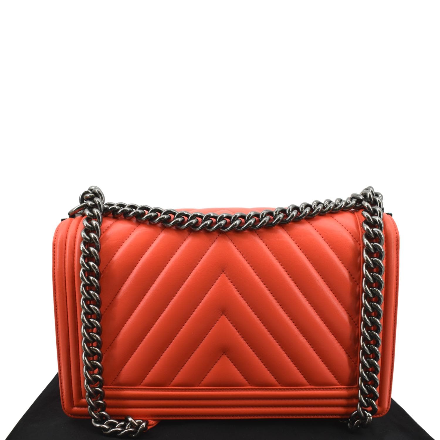 Chanel Chevron Jumbo Rectangular Flap Quilted Leather Shoulder Bag Red (Repainted)