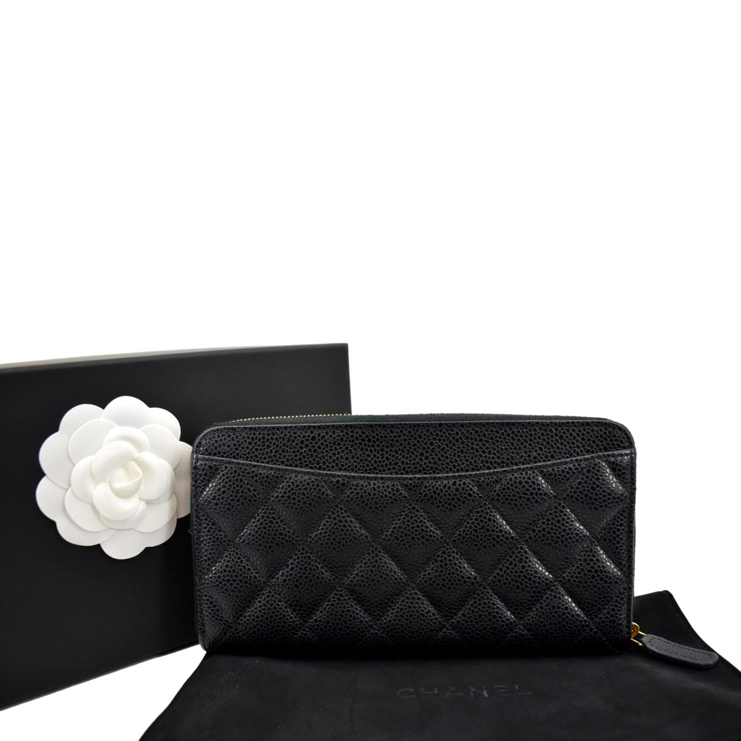 Chanel Matelasse Zippy Long Wallet Coco Mark Leather Wallet Black J1857AR408