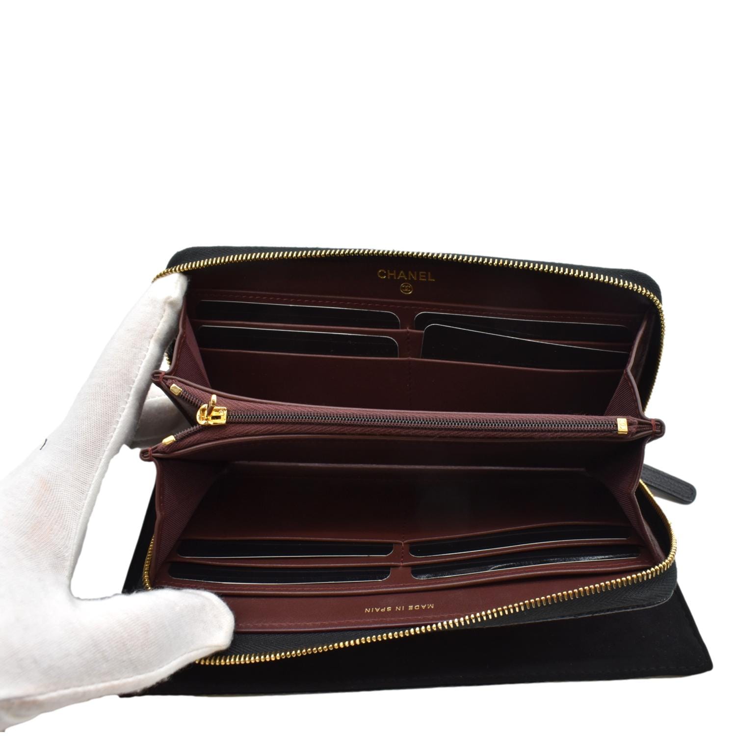 Chanel Zippy Mid-Length Medium Wallet in Black Caviar and LGHW
