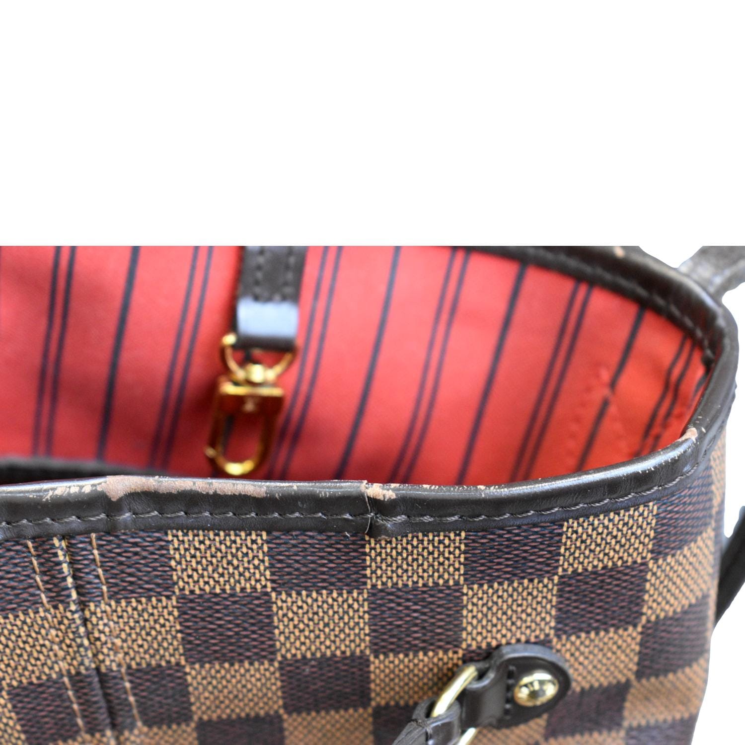 Louis Vuitton, Bags, Louis Vuitton Neverfull Nm Tote Damien Mm Purse Bag  Brand New Brown Checker Red
