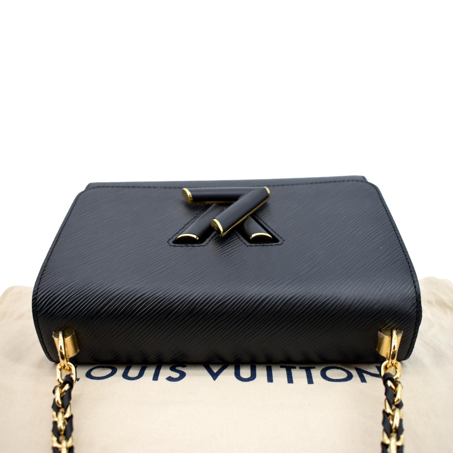 LOUIS VUITTON - Twist Belt Chain Wallet in Black with Gold