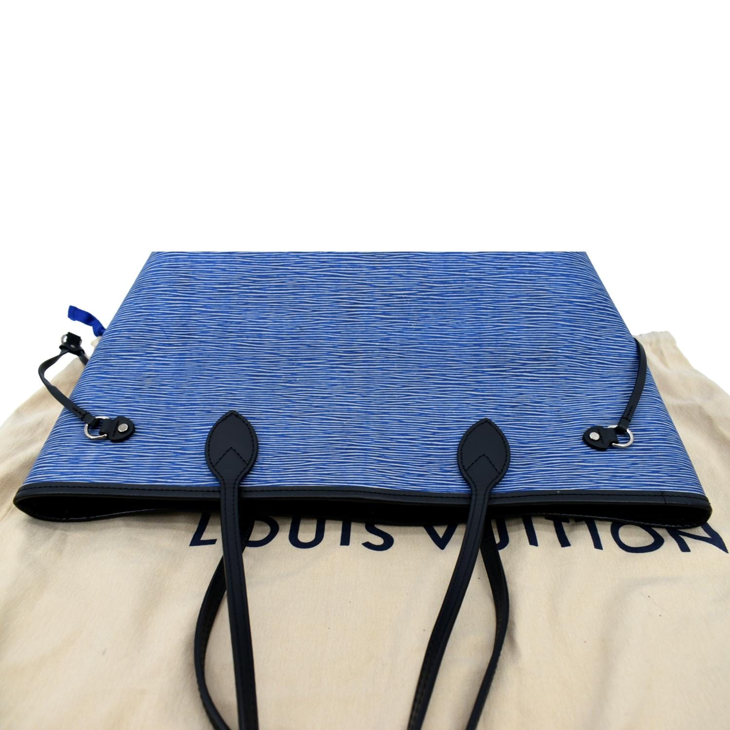 Louis Vuitton Neverfull EPI Leather Tote Shoulder Bag Denim Blue