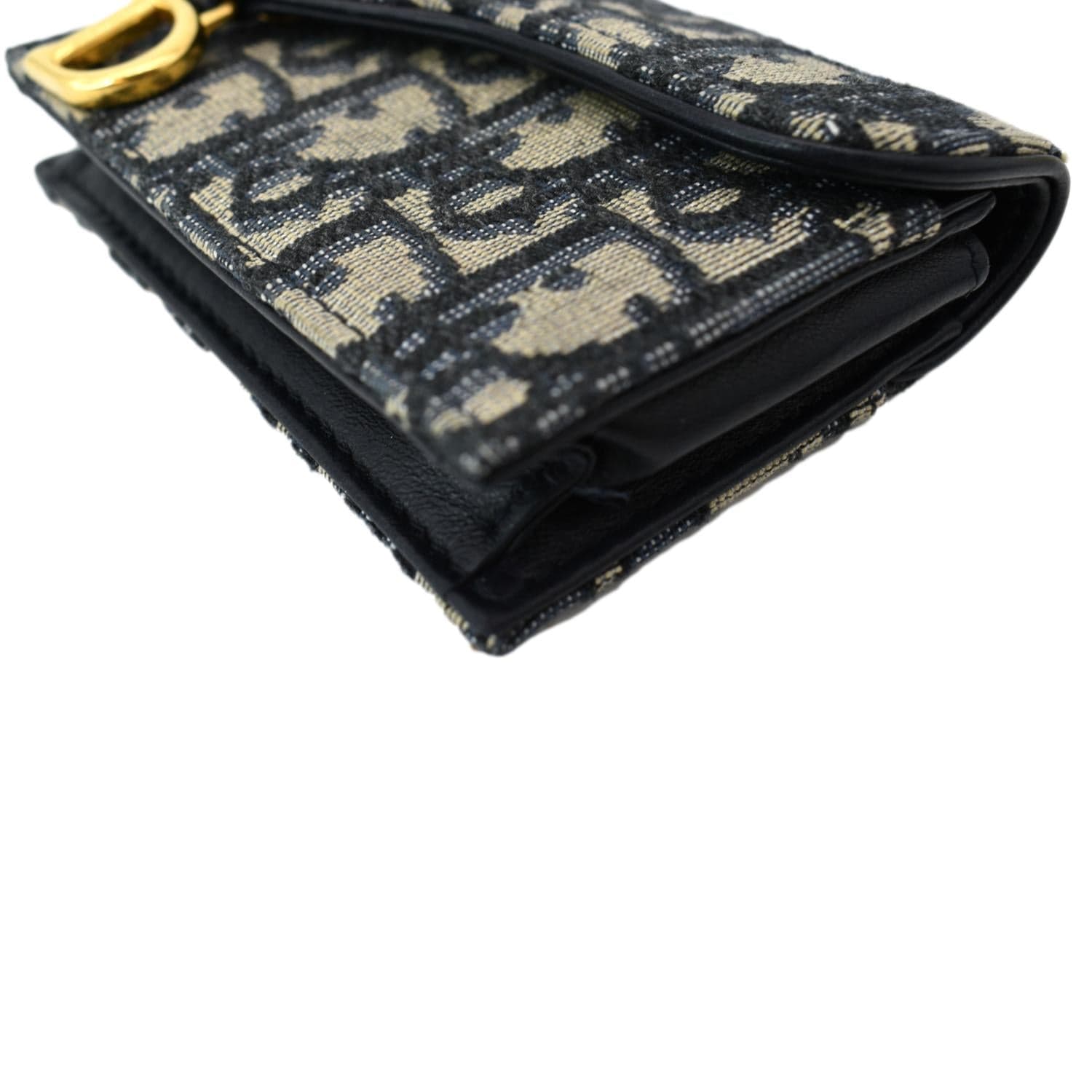 Zipped Card Holder Beige and Black Dior Oblique Jacquard