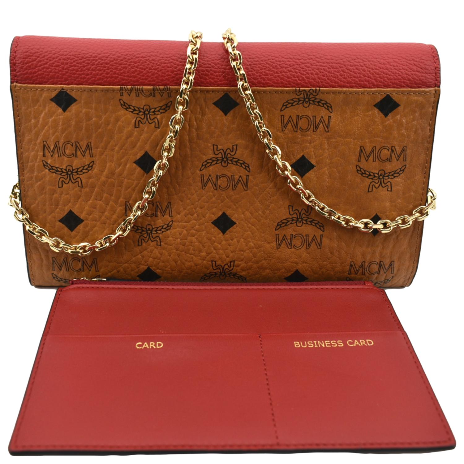 Mcm Millie Visetos Logo Leather Crossbody Bag - Cognac