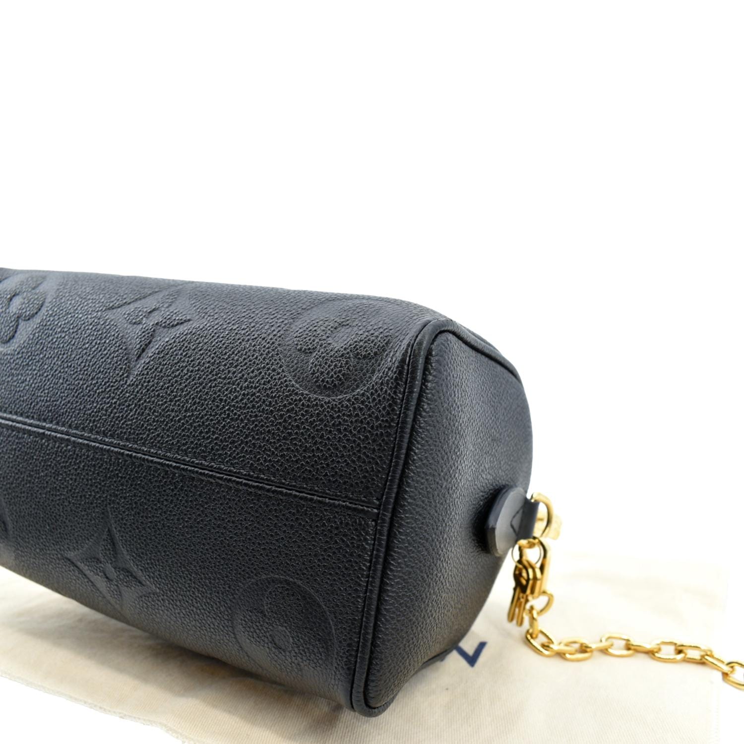 Louis Vuitton Speedy 20 Bag With Shoulder Strap Black Embossed
