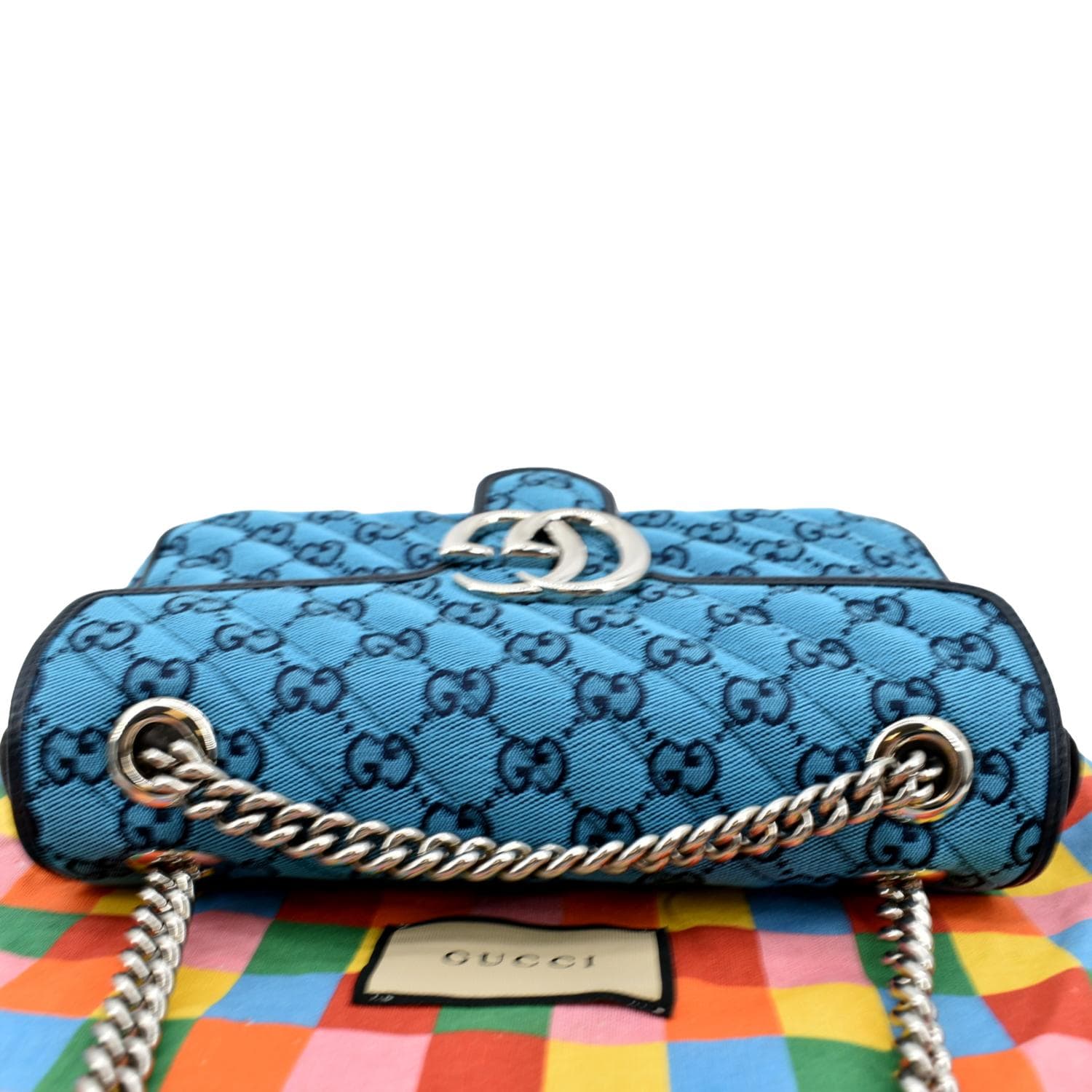 Gucci Mini Gg Marmont Multicolor Canvas Bag in Blue