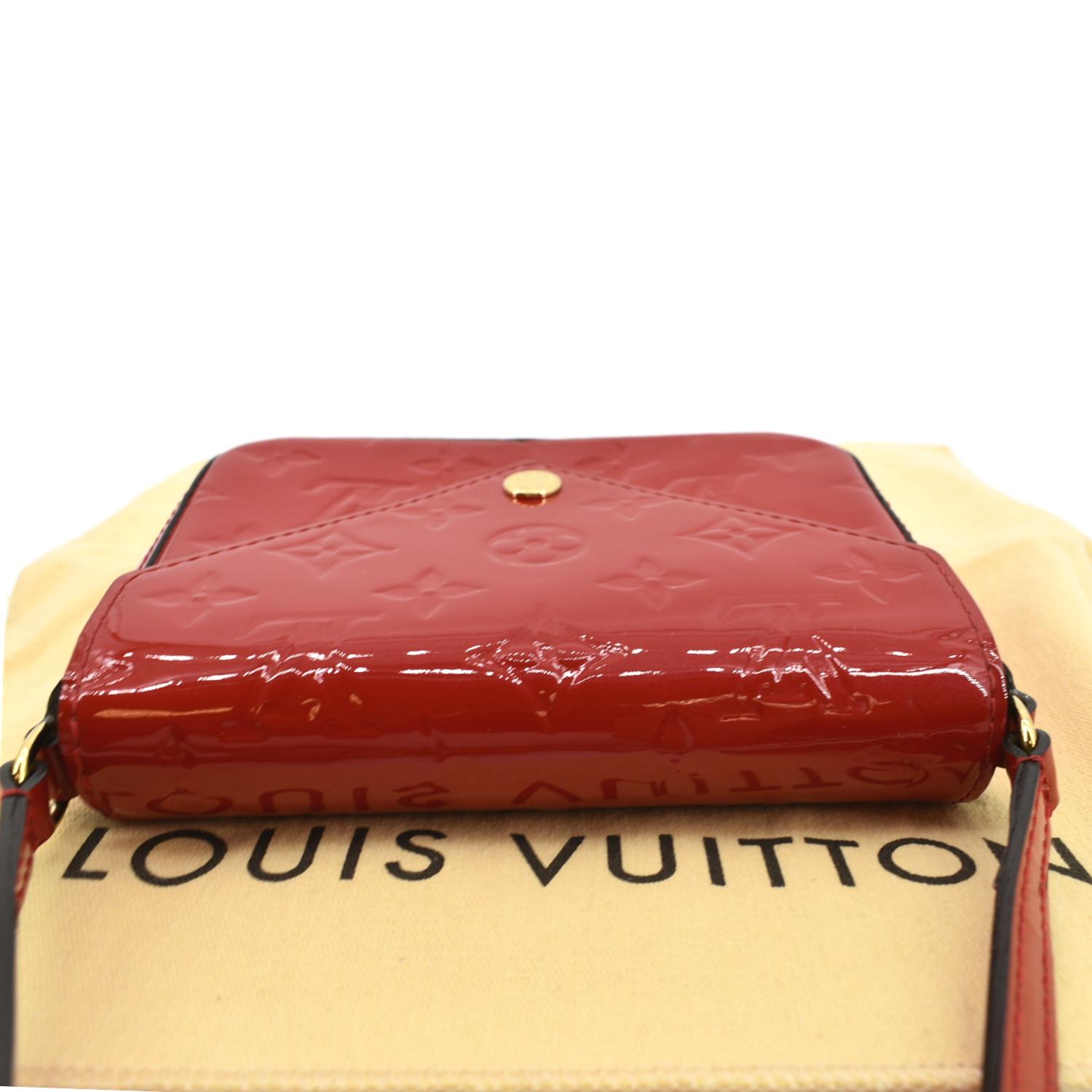 Louis Vuitton red patent leather gold hardware clutch bag year