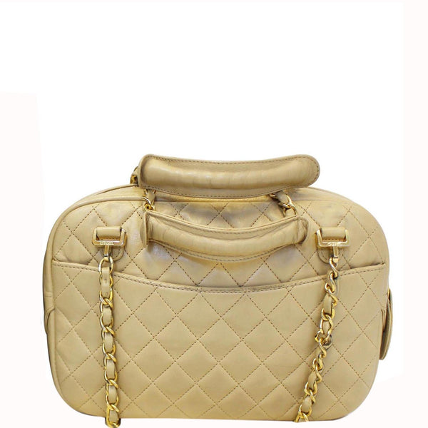 CHANEL Beige Lambskin Leather Camera Shoulder Bag - 15% OFF