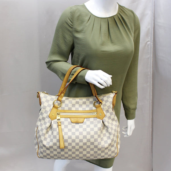 LOUIS VUITTON Evora MM Damier Azur Tote Shoulder Bag