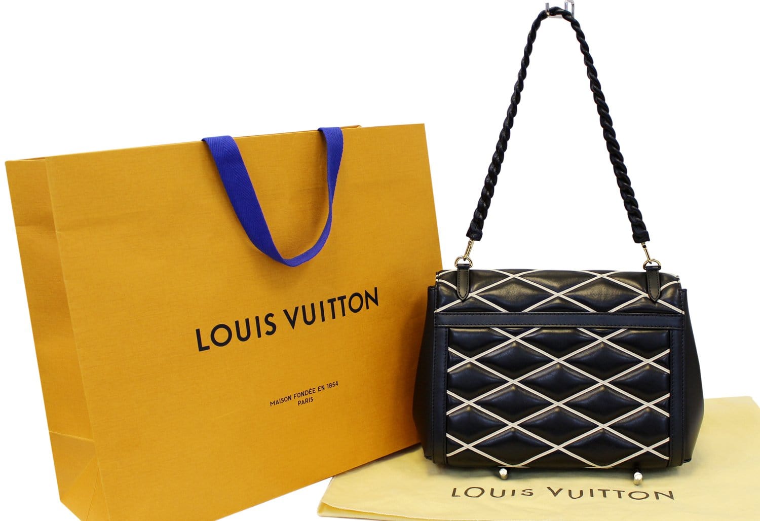 Louis Vuitton Malletage Handbag in Black and White Quilted Leather
