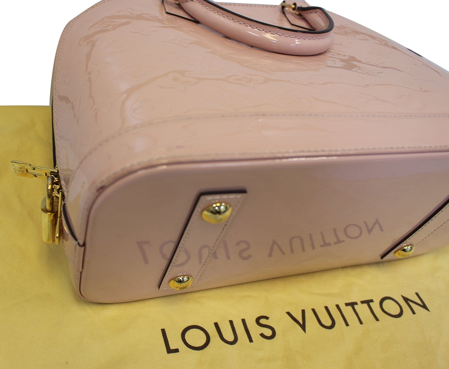 LOUIS VUITTON Rose Angelique Monogram Vernis Alma BB Bag