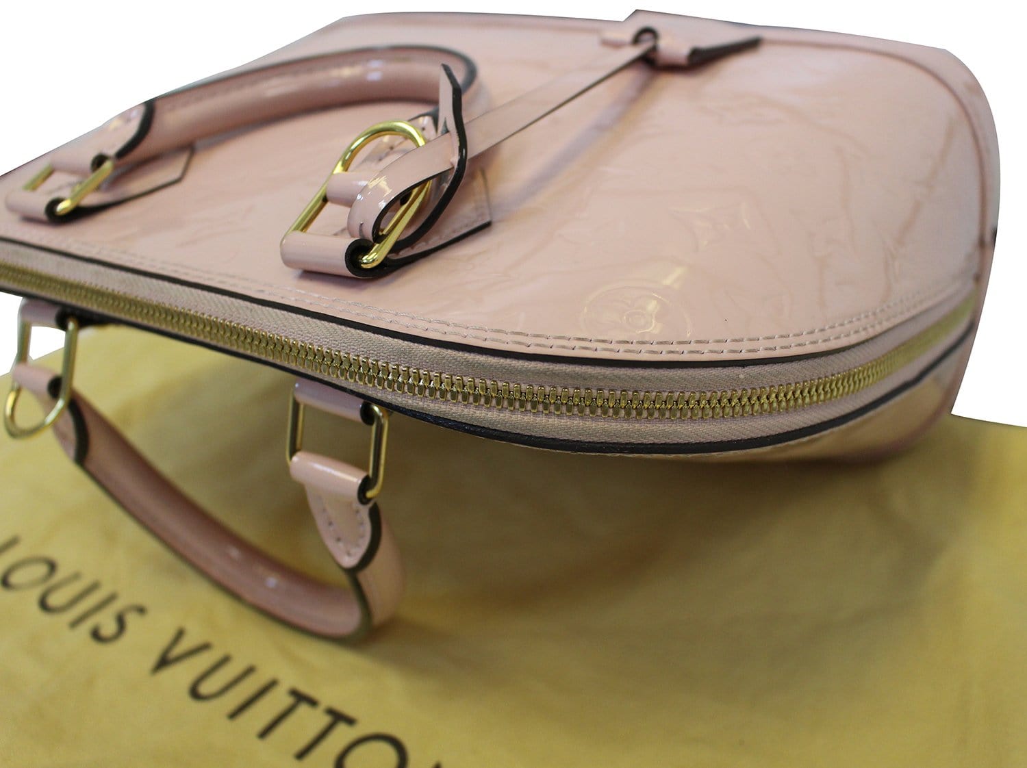 LOUIS VUITTON Monogram Vernis Alma PM Hand Bag Rose Velours M91583 LV Auth  46750 Patent leather ref.981621 - Joli Closet