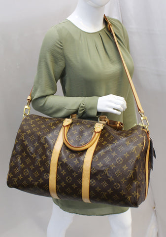 LOUIS VUITTON Monogram Keepall 45 Bandouliere Duffle Travel Bag