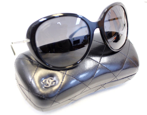 CHANEL Acetate Crystal CC Black Polarized Sunglasses 5293-B