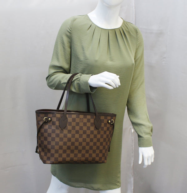 LOUIS VUITTON Damier Ebene Neverfull PM Tote Shoulder Bag