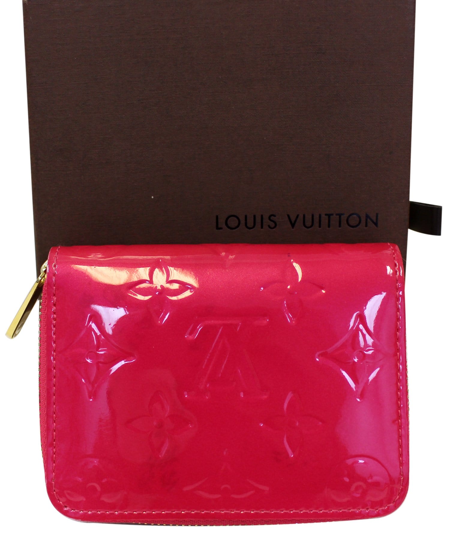 Auth Louis Vuitton Vernis Zippy Wallet Purse Long Wallet Rose Velours Pink
