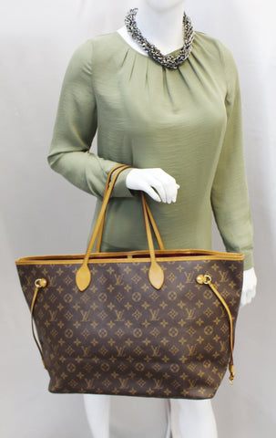 LOUIS VUITTON Monogram Canvas Neverfull GM Brown Tote Bag