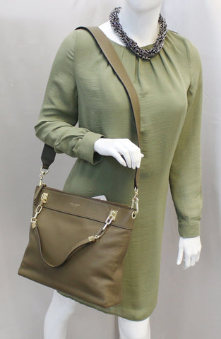 Henri Bendel Khaki 2 way Khaki Leather Shoulder Handbag