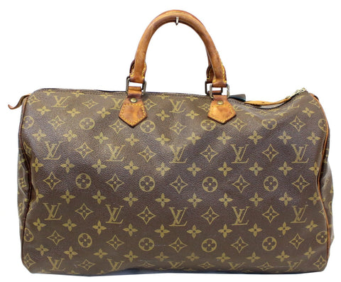 LOUIS VUITTON Monogram Canvas Speedy 40 Brown Satchel Bag