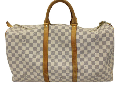 LOUIS VUITTON Damier Azur Keepall 50 Travel Bag