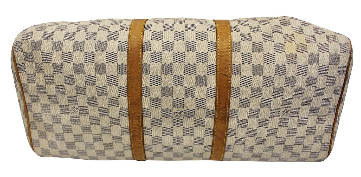 White Louis Vuitton Damier Azur Keepall 50 Travel Bag