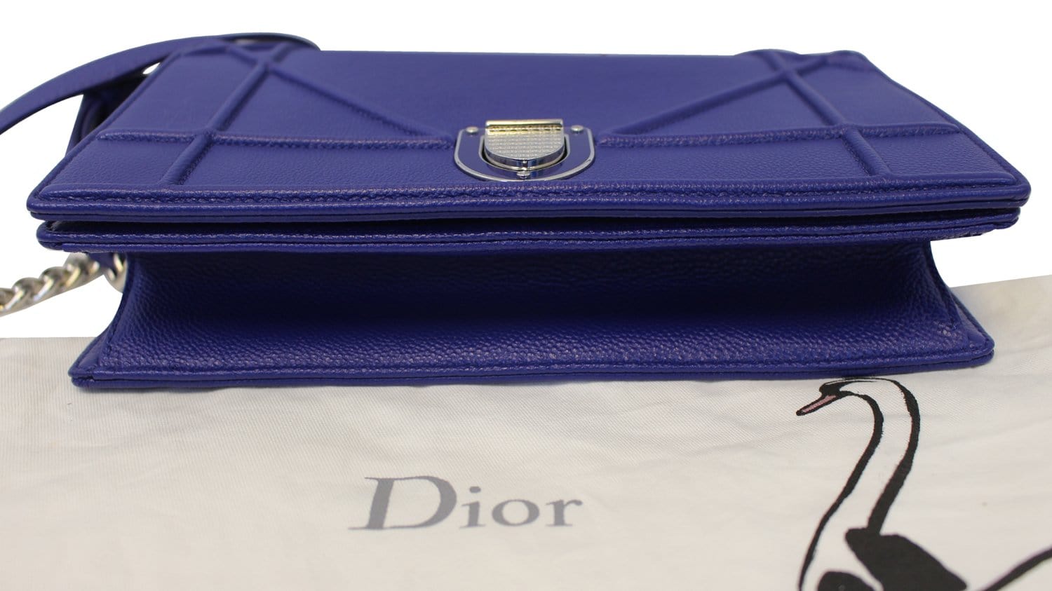 Christian Dior Blue Grained Calfskin Leather Diorama Wallet on