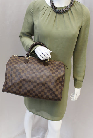 LOUIS VUITTON Damier Ebene Speedy 35 Satchel Bag