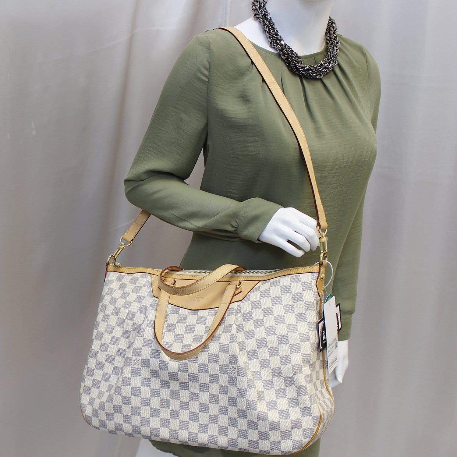 Louis Vuitton Siracusa GM Damier Azur Shoulder Bag White