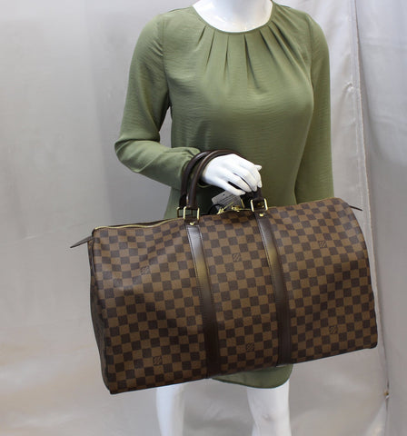 LOUIS VUITTON Damier Ebene Keepall 45 Travel Bag