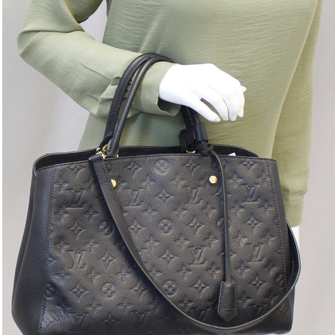 LOUIS VUITTON Monogram Empreinte Montaigne GM Noir Black Shoulder Bag