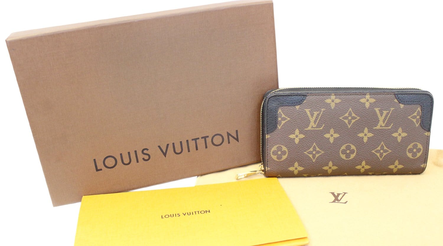 Louis Vuitton Noir Monogram Canvas Retiro Zippy Wallet - Yoogi's Closet