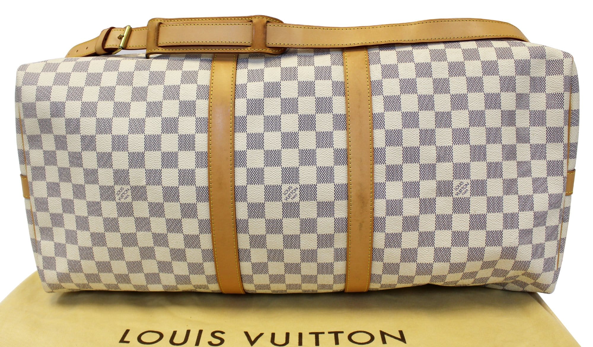 Louis Vuitton Damier Azur Canvas Keepall 50 Travel Boston Bag . , Lot  #77023