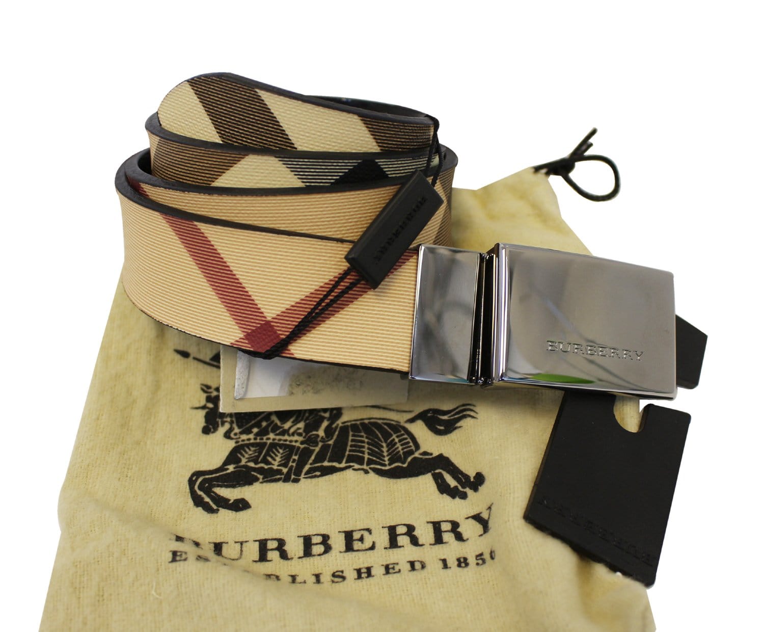 Burberry Horse Ferry Check Belt - Size 30 / 75, Burberry Accessories