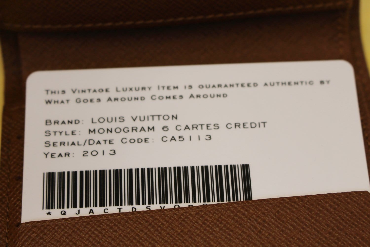 Authenticity Card Louis Vuitton
