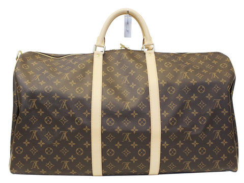 LOUIS VUITTON Monogram Canvas Brown Keepall 60 Bandouliere Travel Bag