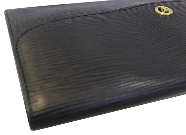 LOUIS VUITTON Epi Leather Pochette Montaigne Clutch Bag Black