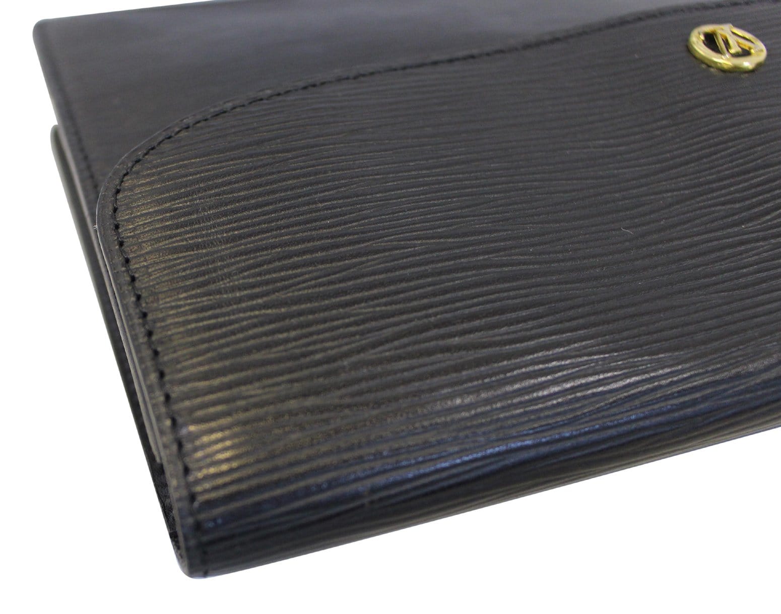 LOUIS VUITTON Montaigne Pochette Epi Leather Clutch Bag Black