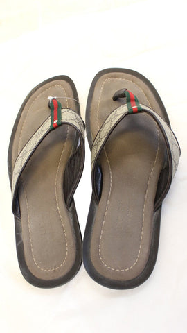 Gucci GG Supreme Men's Leather Flip Flops sandals Size 9 G 202762