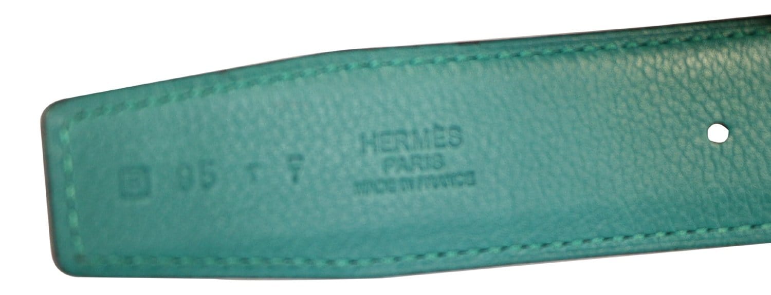 Green Hermes Constance 'H' Croc Belt